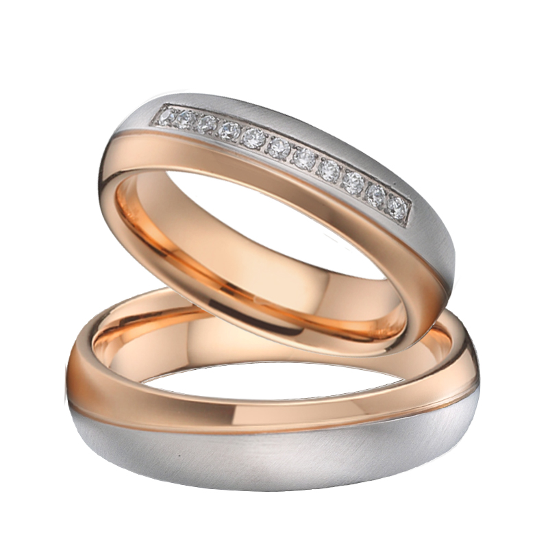 Couple Ring Set - مجموعة خواتم زفاف مصممة يدويًا مطلية