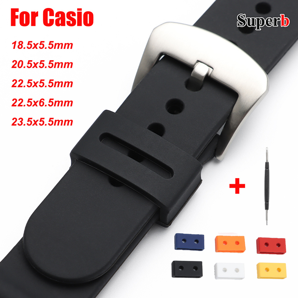 Watch Strap Replacement - لساعة كاسيو المطاطية بحلقة ساعة وحلقات