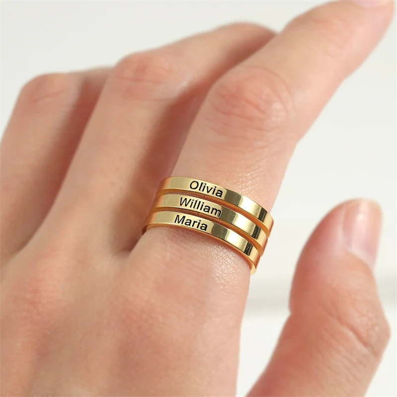 Couple Ring Set - شخصية الفولاذ المقاوم للصدأ نقش اسم