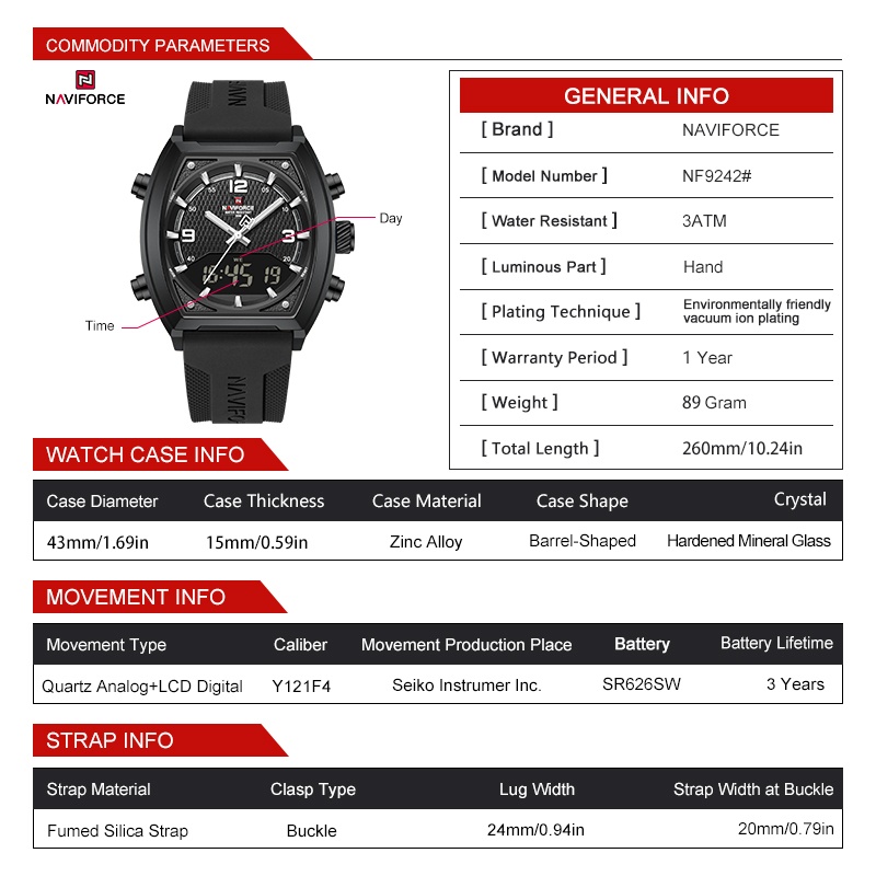 ساعة NAVIFORCE للرجال بشاشة مز - مراجعة Watch Display Box وسعره