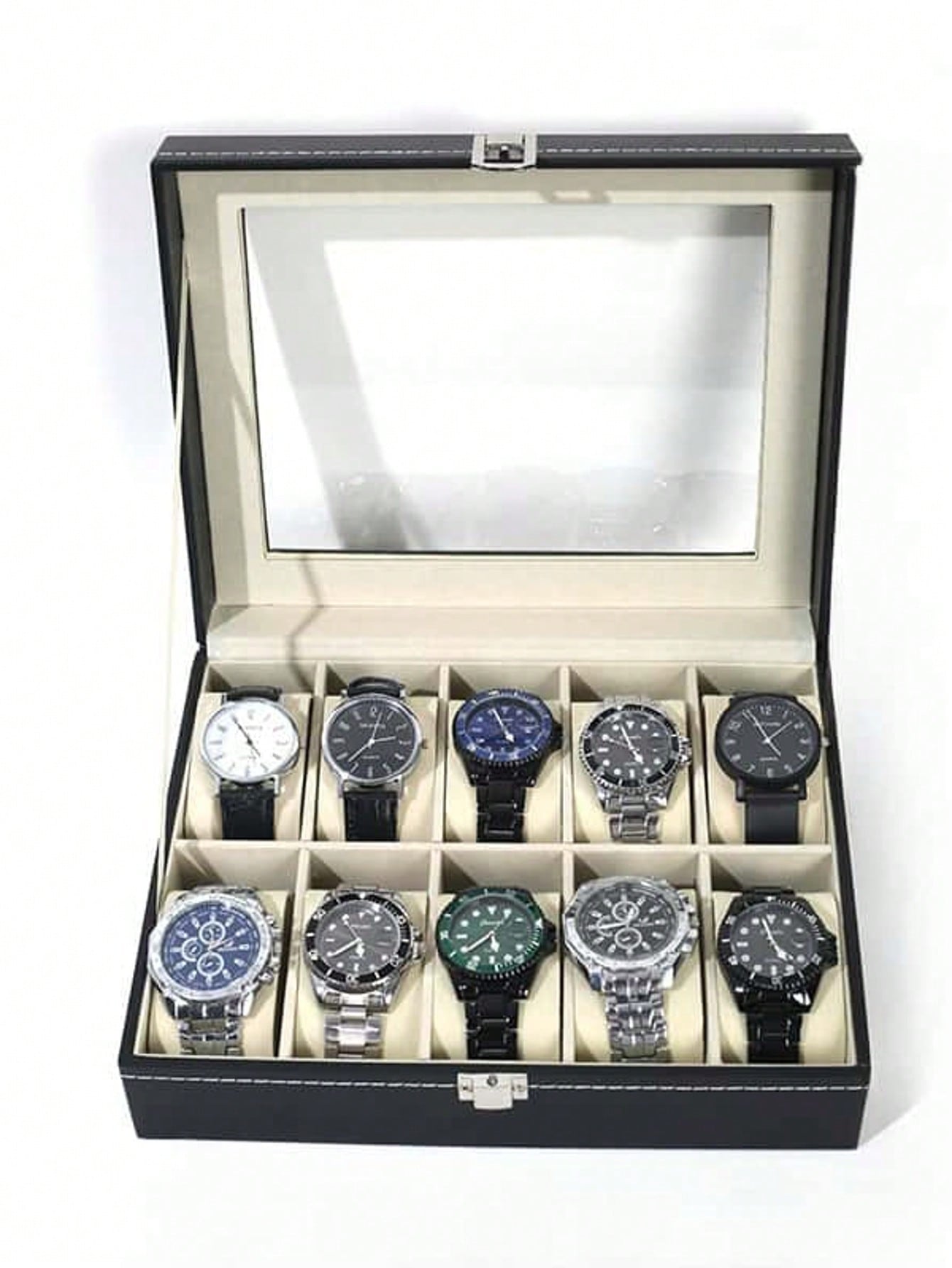 صندوق ساعات جلدي مع قفل، علبة  - مراجعة Watch Display Box وسعره
