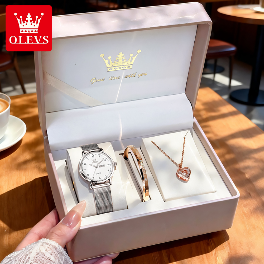 ساعات OLEVS 2996 النسائية الأص - مراجعة Watch Display Box وسعره