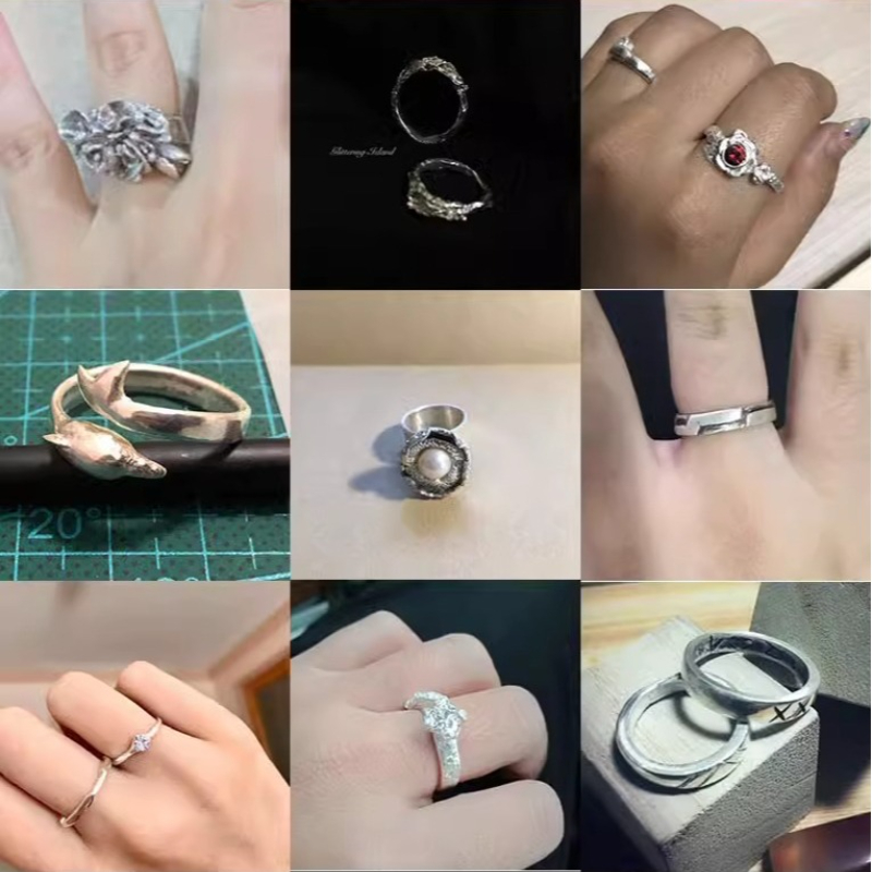 999 الفضة النقية الطين صنع الم - مراجعة Couple Ring Set وسعره